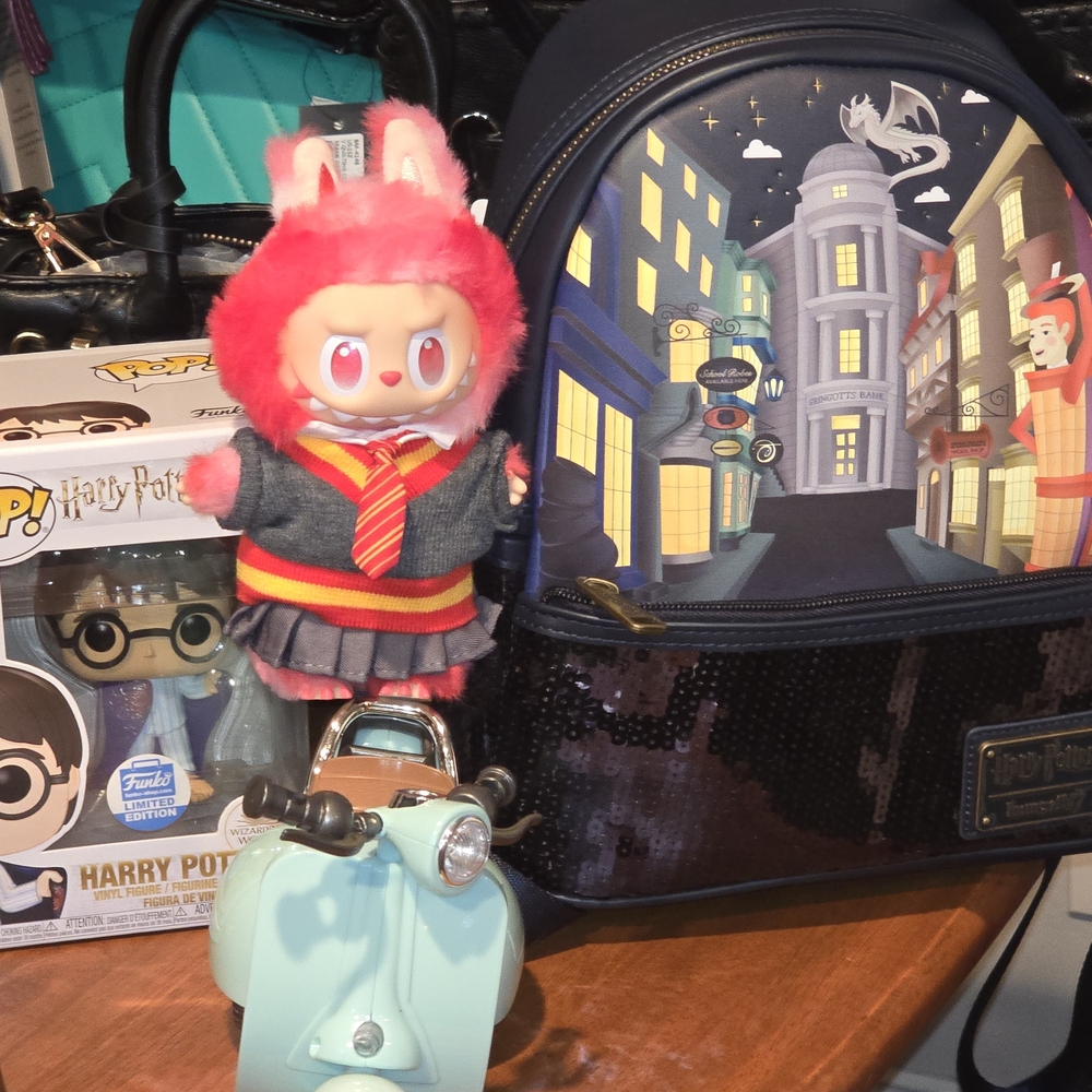 Loungefly Harry Potter City Scene Backpack with Red Plush